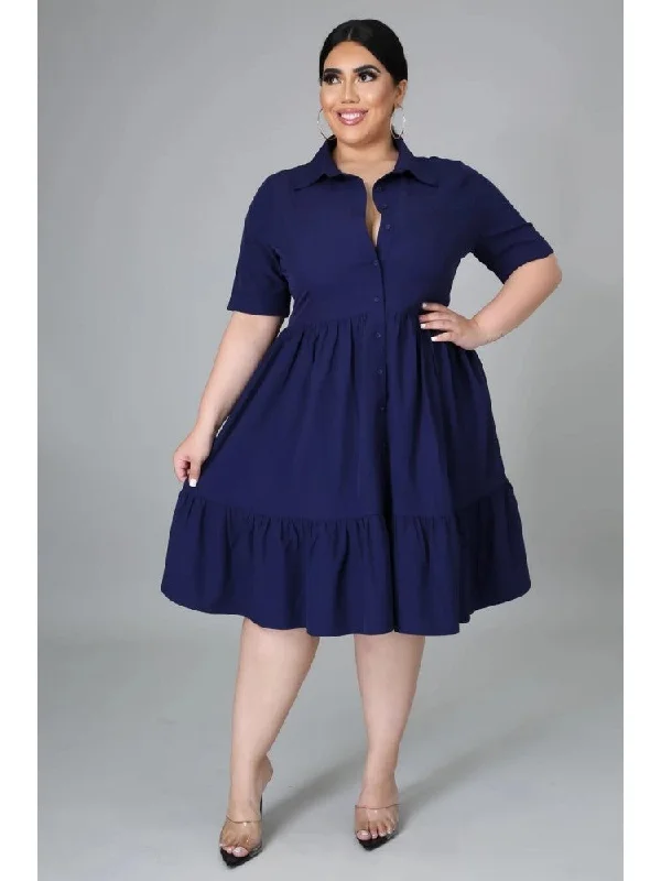 Women's Outdoor Dresses Women's Pure Color Plus Size Shirt Dress