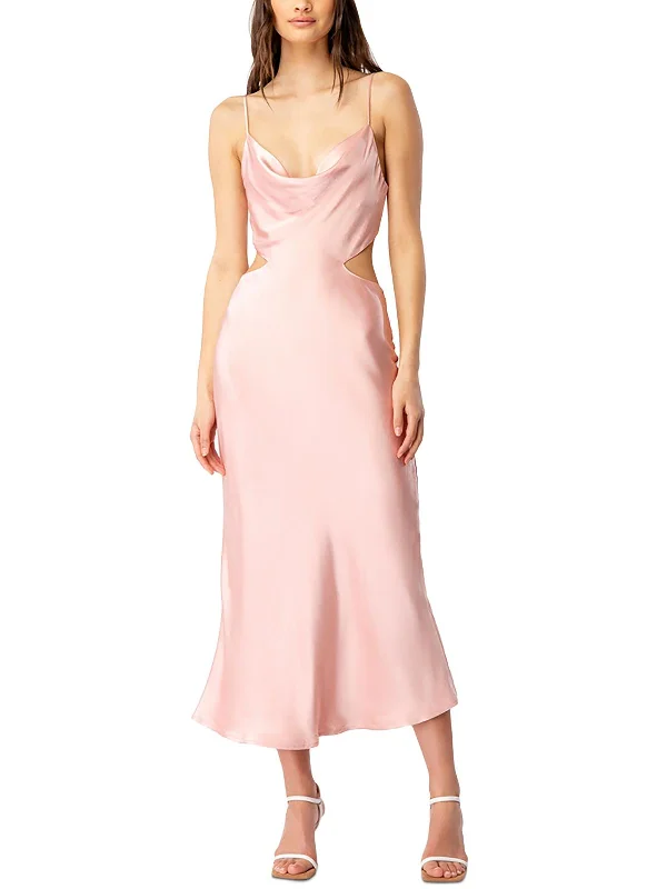 Women's Holiday Dresses Womens Satin Midi Slip Dress